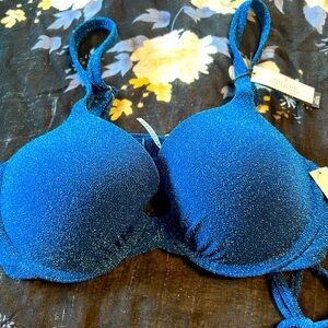 Victoria's Secret Icon Push Up Bikini Top. BNWT. Blue.